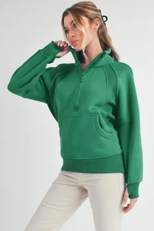Long Dove Funnel Neck Half Zip Sweatshirt