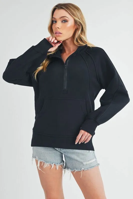 Long Dove Funnel Neck Half Zip Sweatshirt