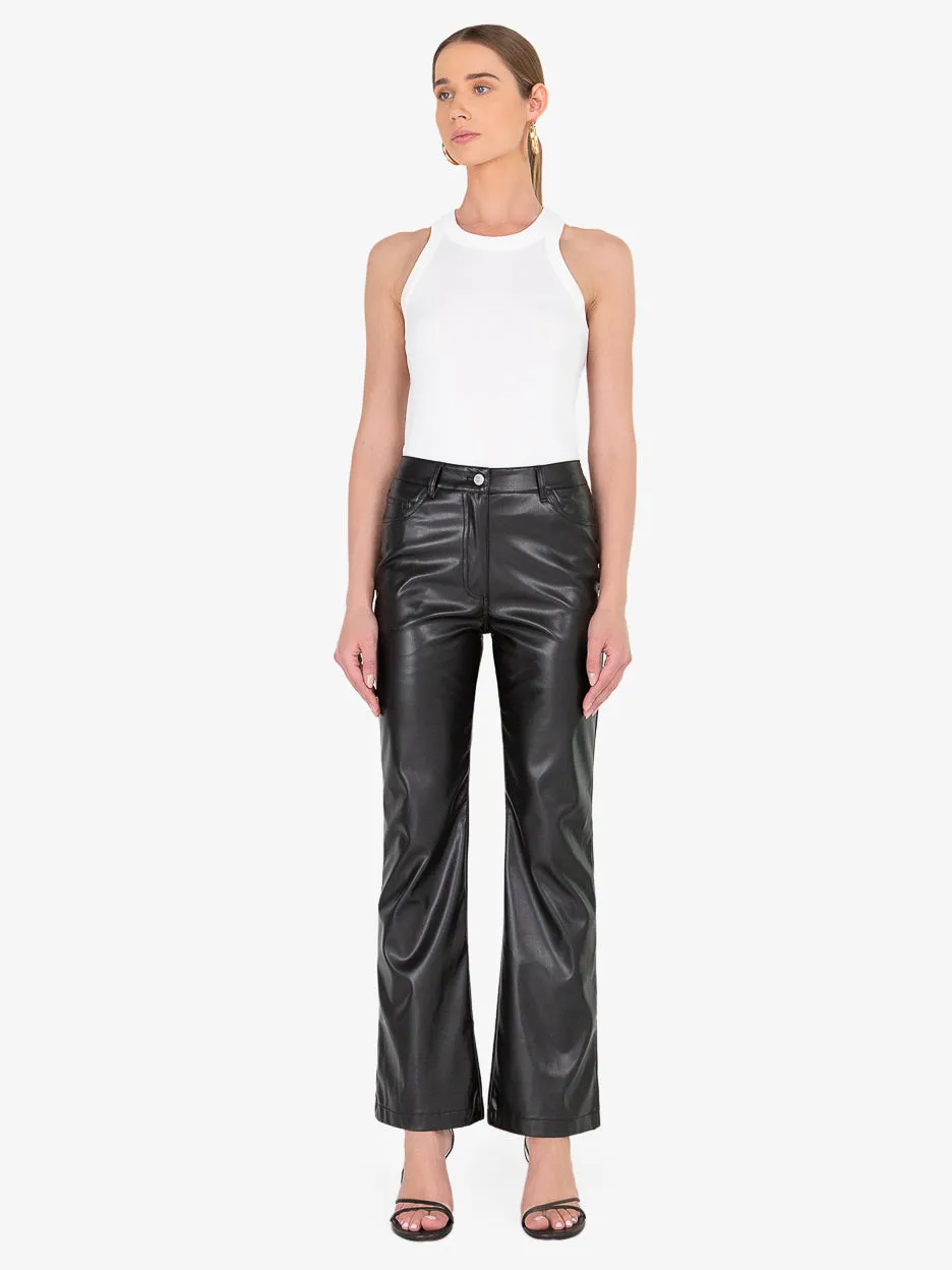 Mara Black Faux Leather Pants