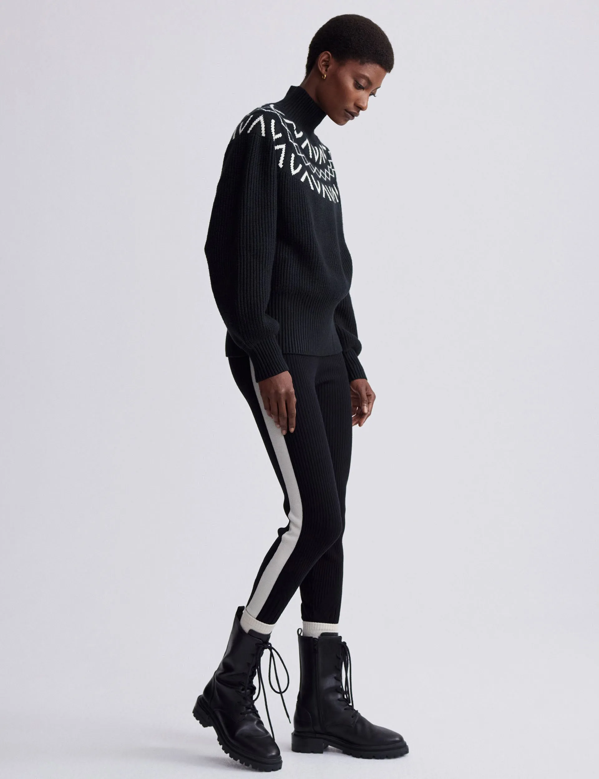 Marcie Fair Isle Yoke Knit - Black