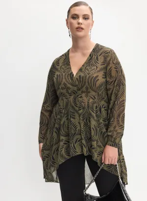 Melanie Lyne - Leaf Print Button-Up Blouse