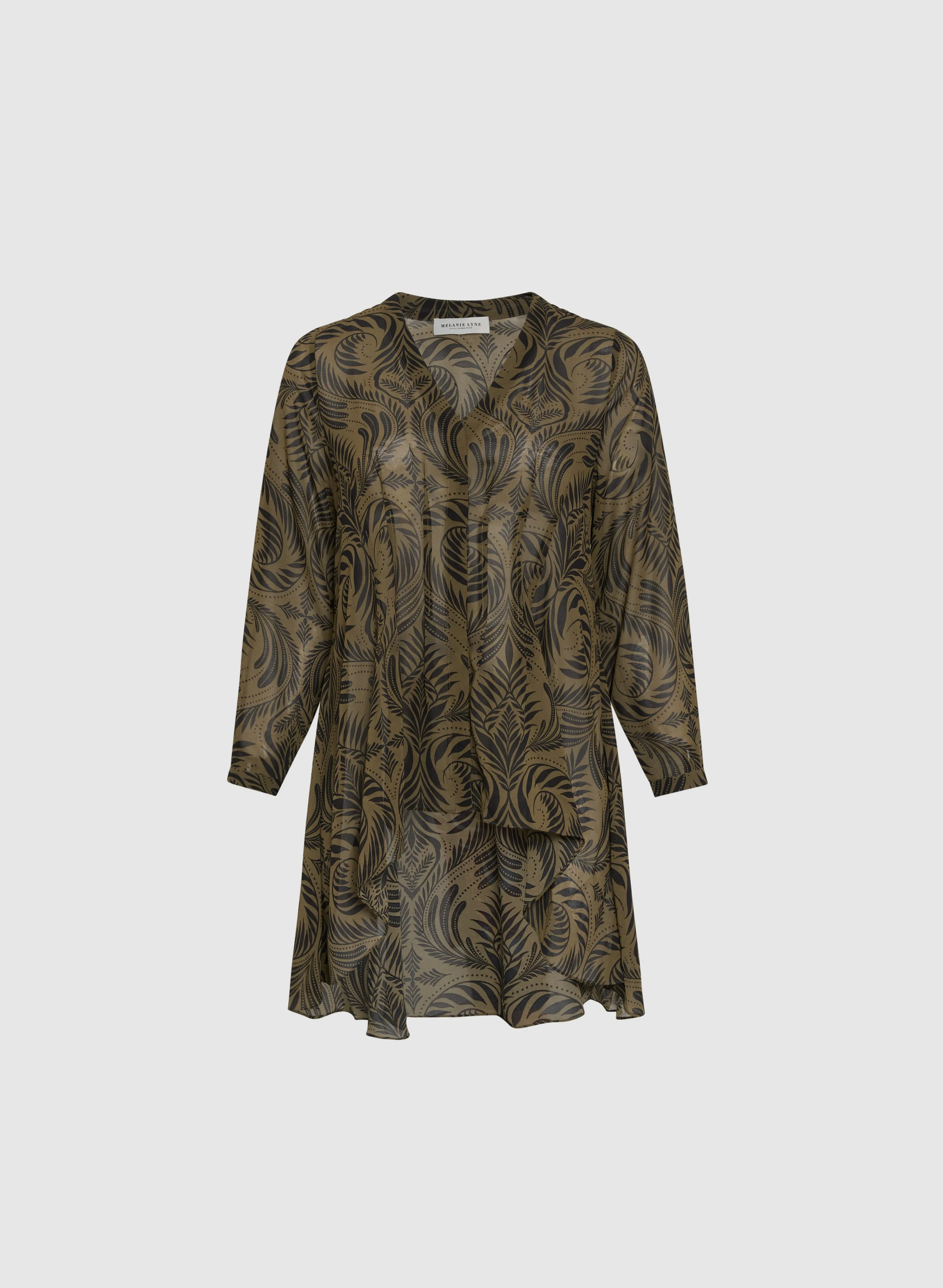 Melanie Lyne - Leaf Print Button-Up Blouse