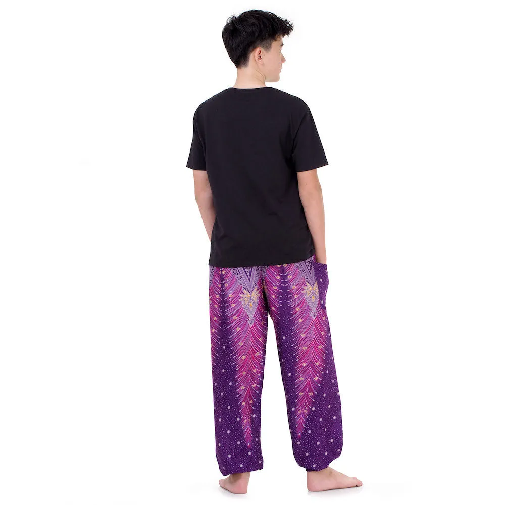 Men’s Peacock Harem Pants Lavender Dreams