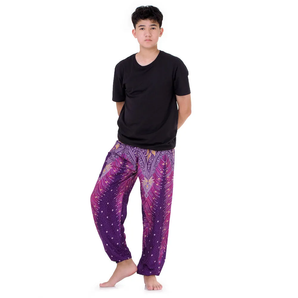 Men’s Peacock Harem Pants Lavender Dreams