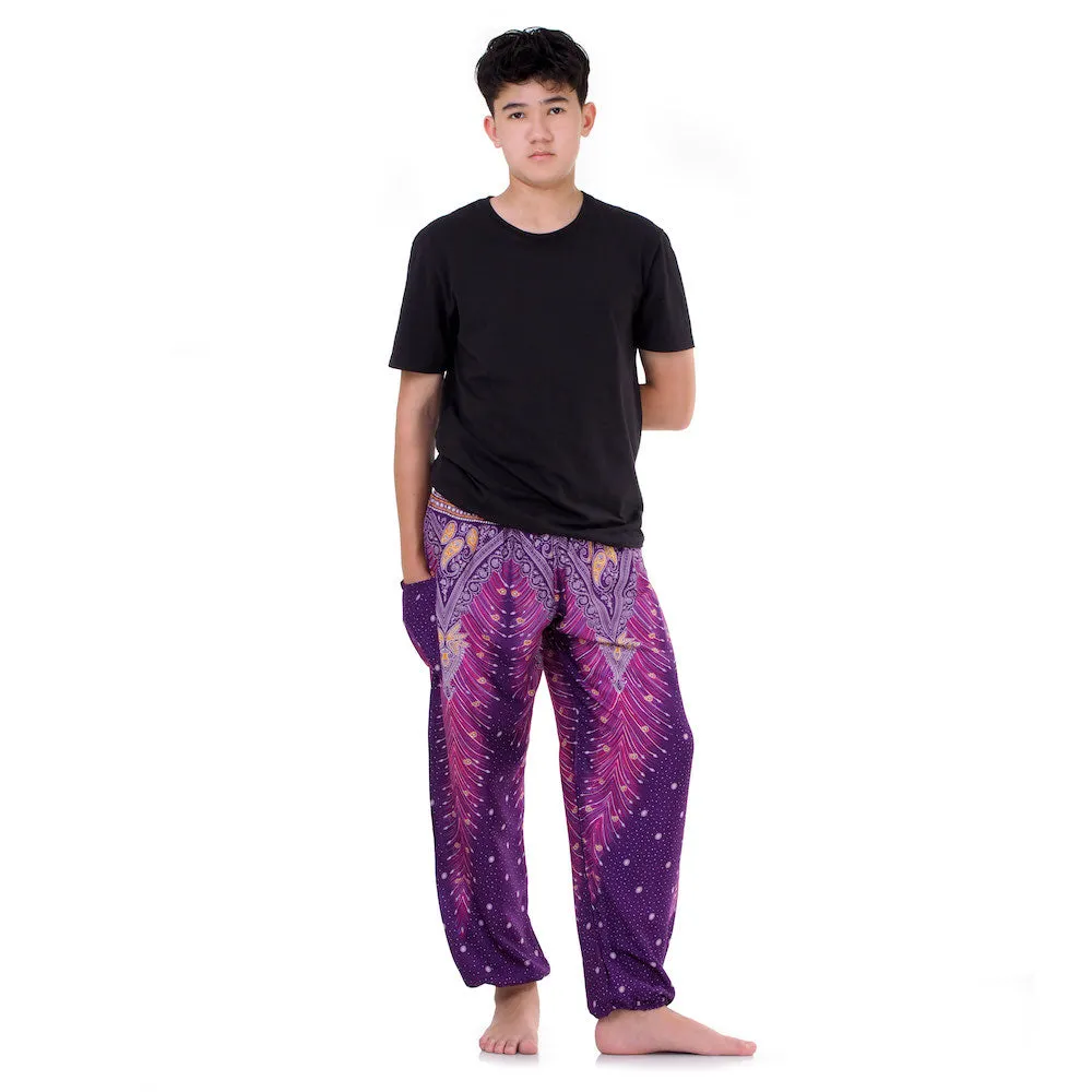 Men’s Peacock Harem Pants Lavender Dreams