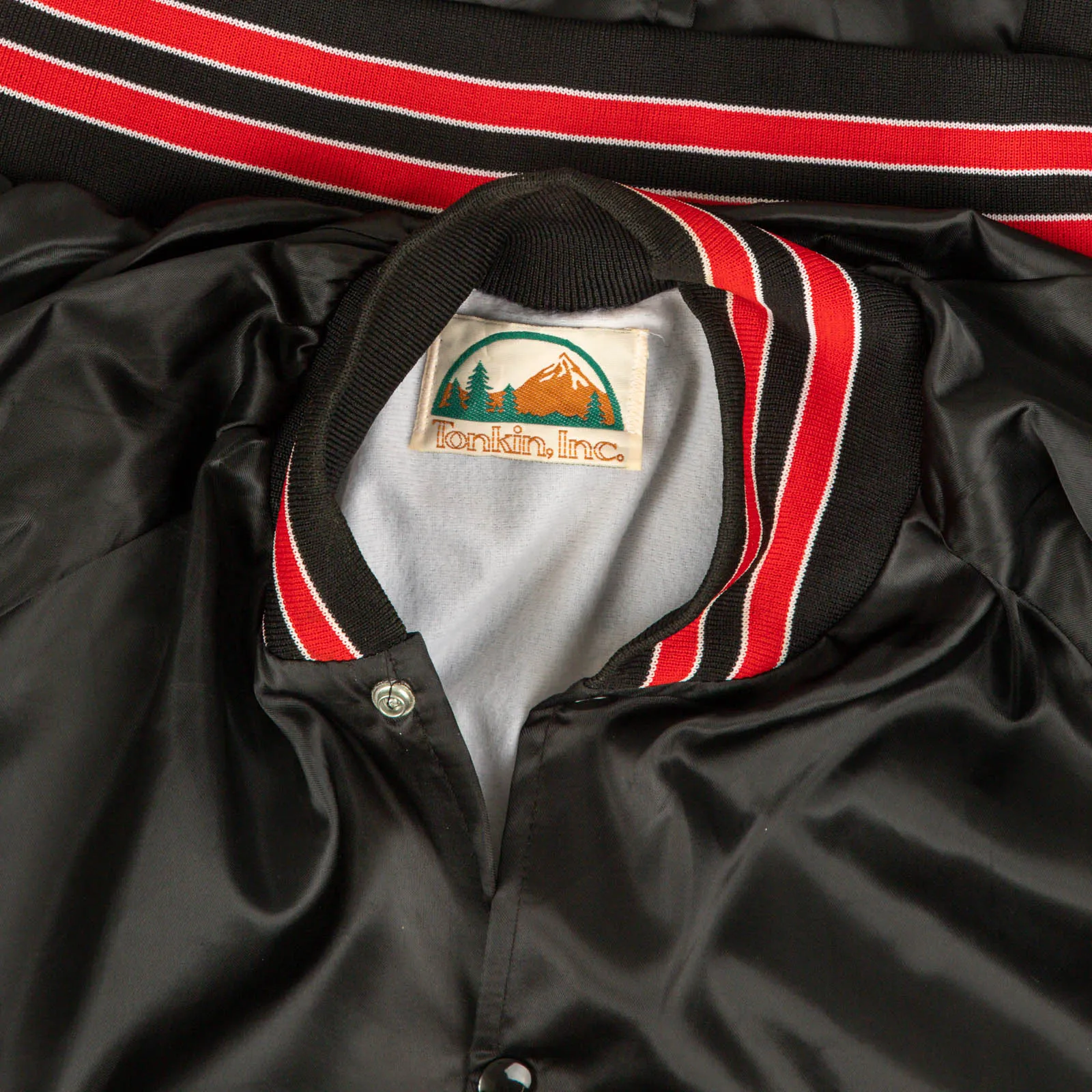 MEN'S VINTAGE 1980S CF SAFETY VARSITY BOMBER JACKET - LARGE