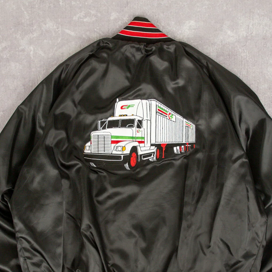 MEN'S VINTAGE 1980S CF SAFETY VARSITY BOMBER JACKET - LARGE