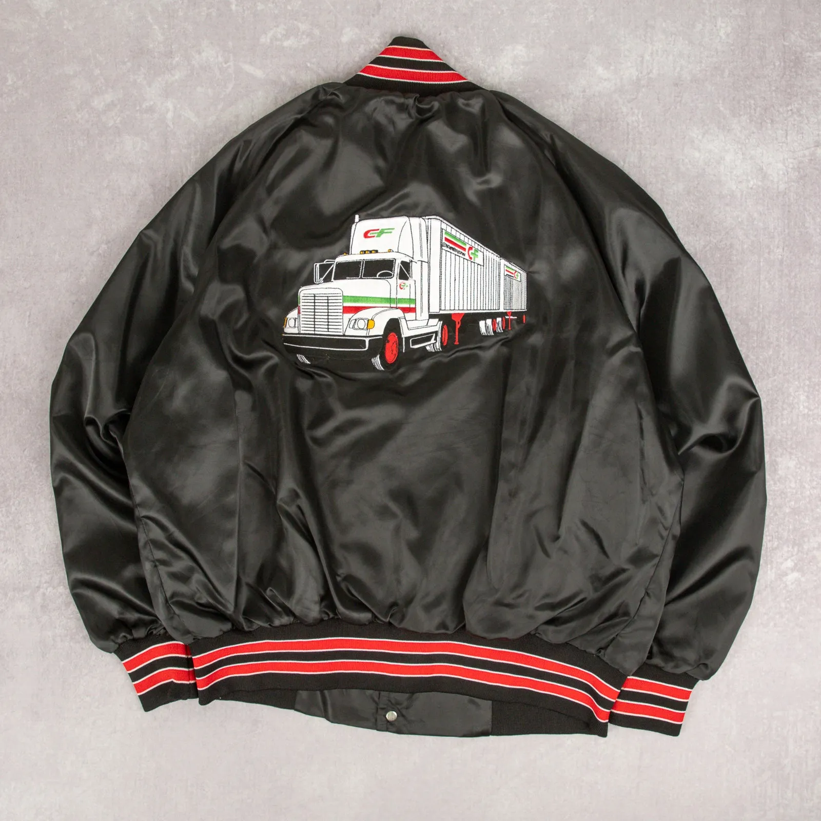 MEN'S VINTAGE 1980S CF SAFETY VARSITY BOMBER JACKET - LARGE