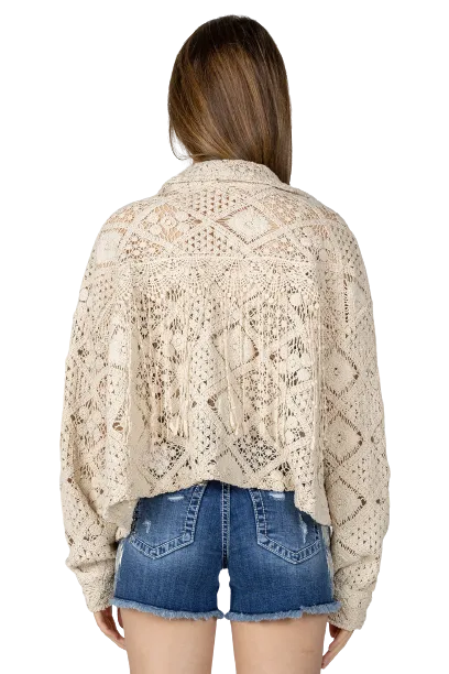 Miss Me Women's Macrame Crochet Jacket