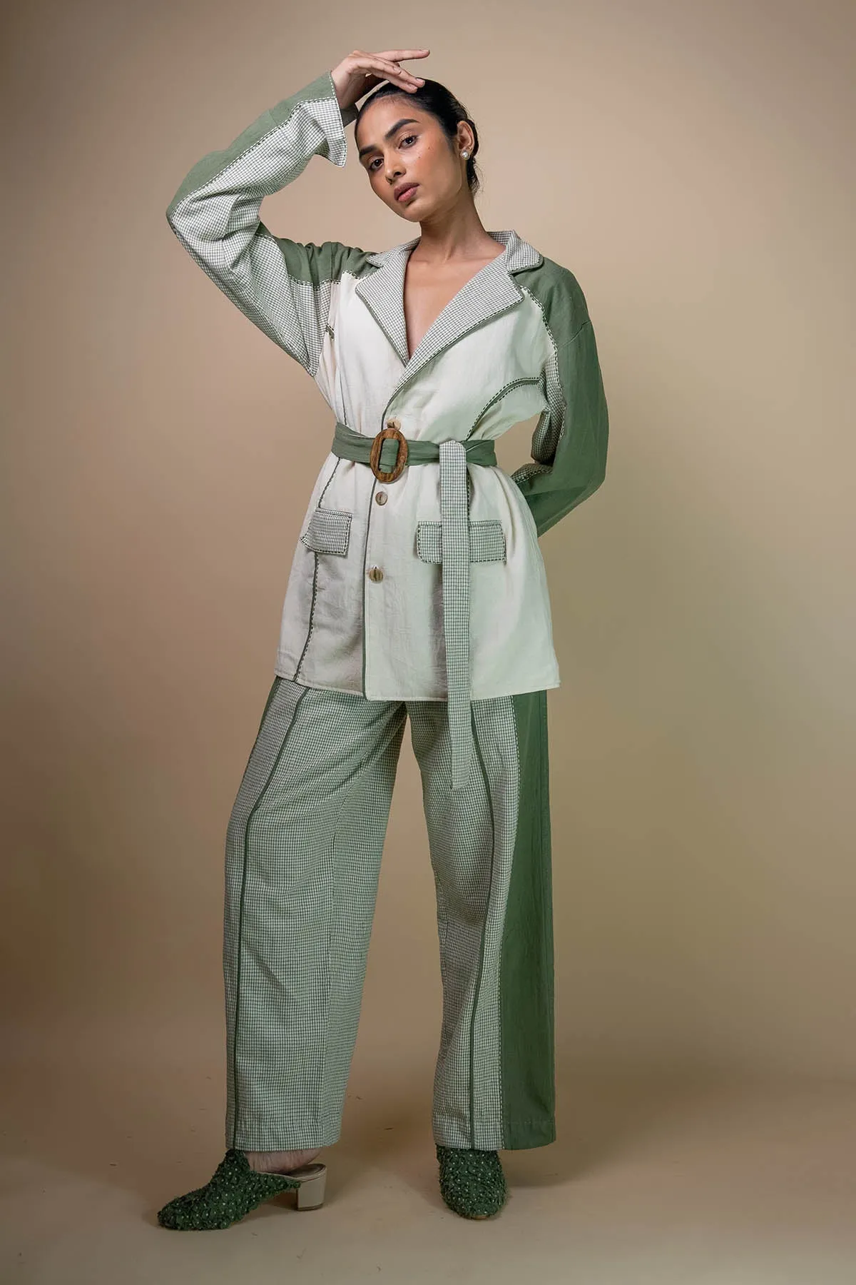 Olive Colorblock Straight Pants