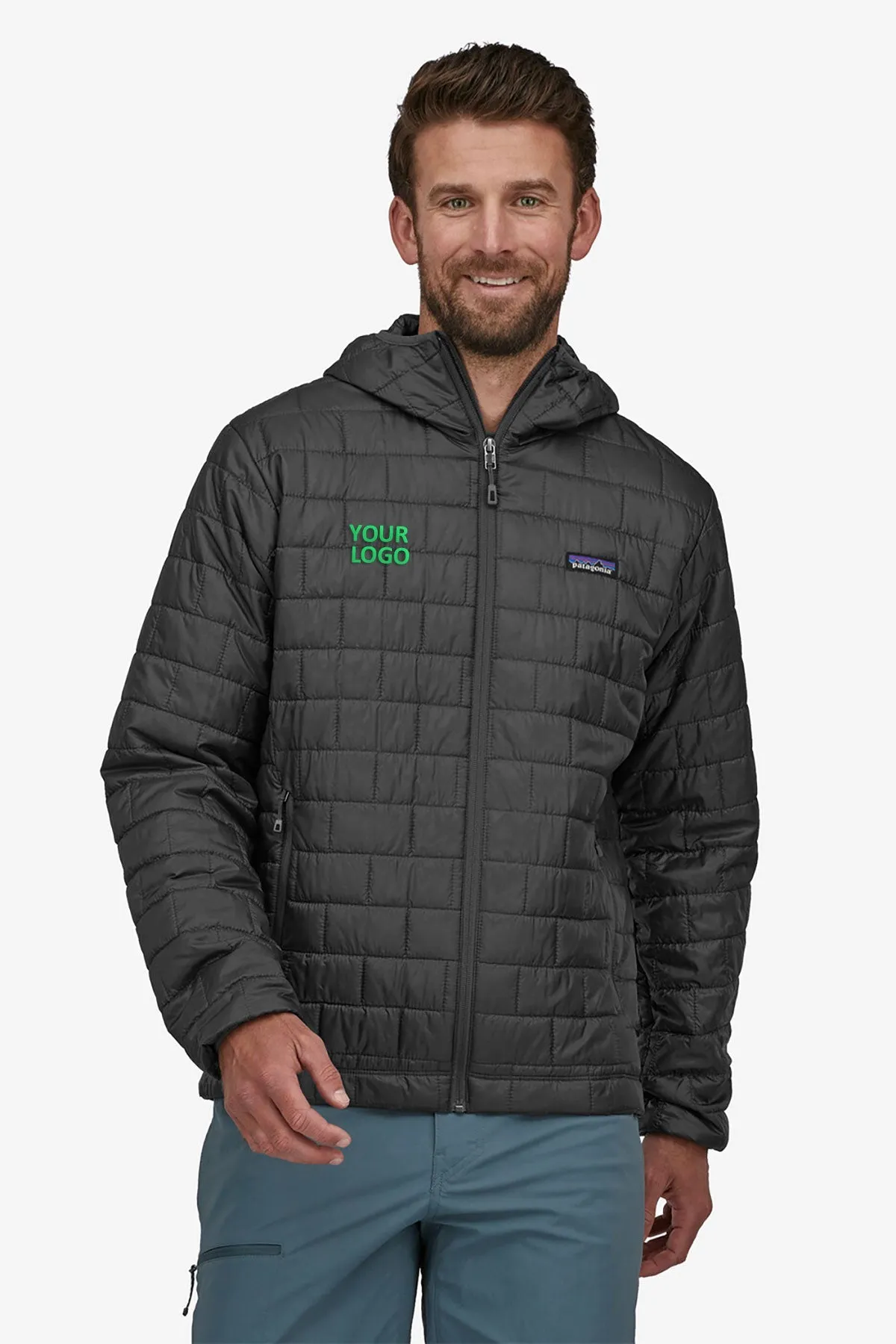 Patagonia Mens Nano Puff Custom Hoodies, Seabird Grey