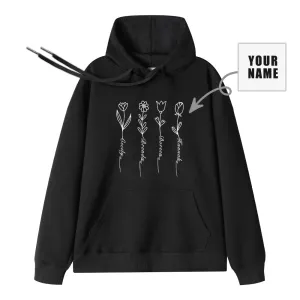 Personalized Names Fun Custom Black Hoodie Flower Print