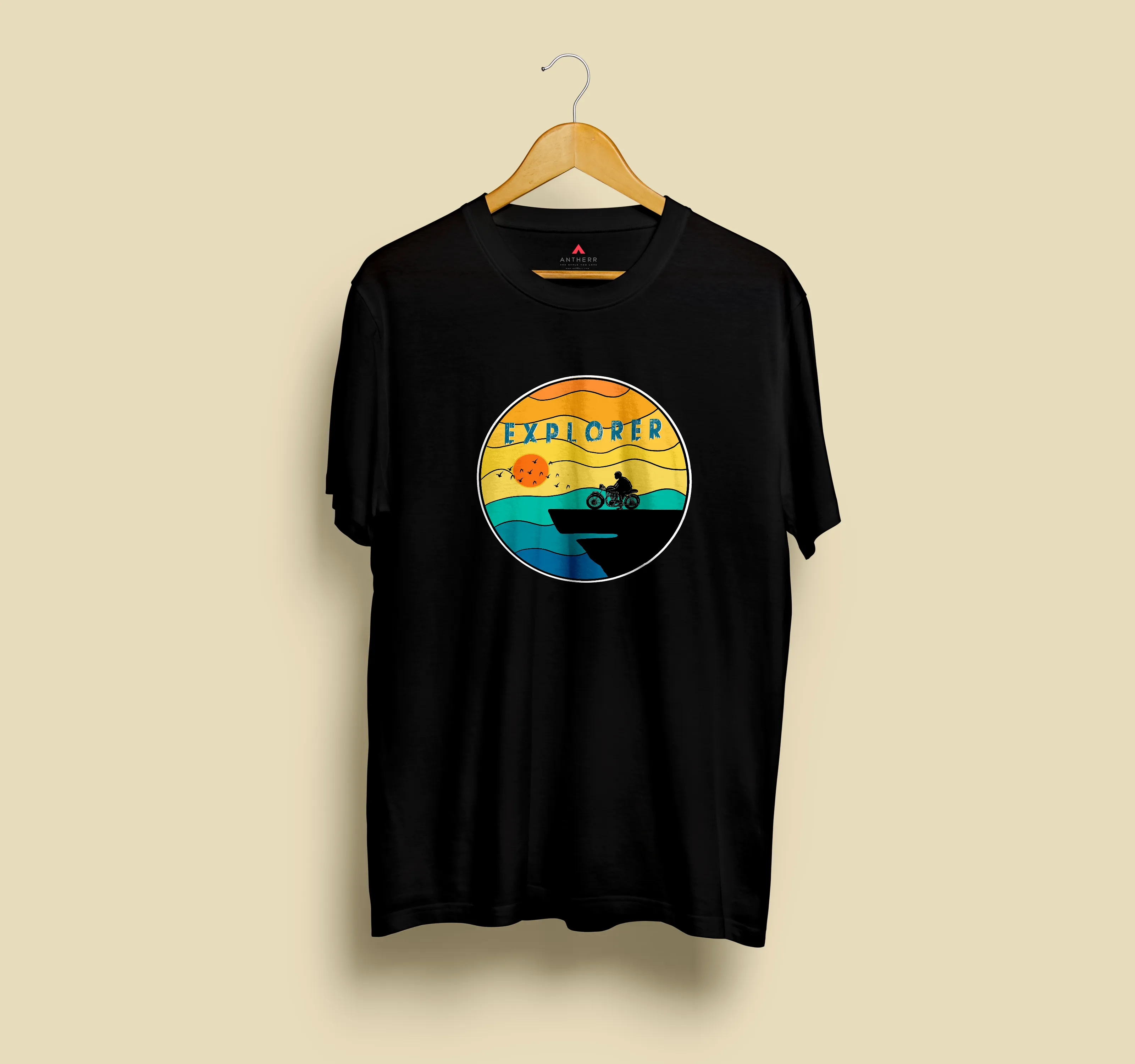 "EXPLORER " HALF-SLEEVE T-SHIRT (BLACK)