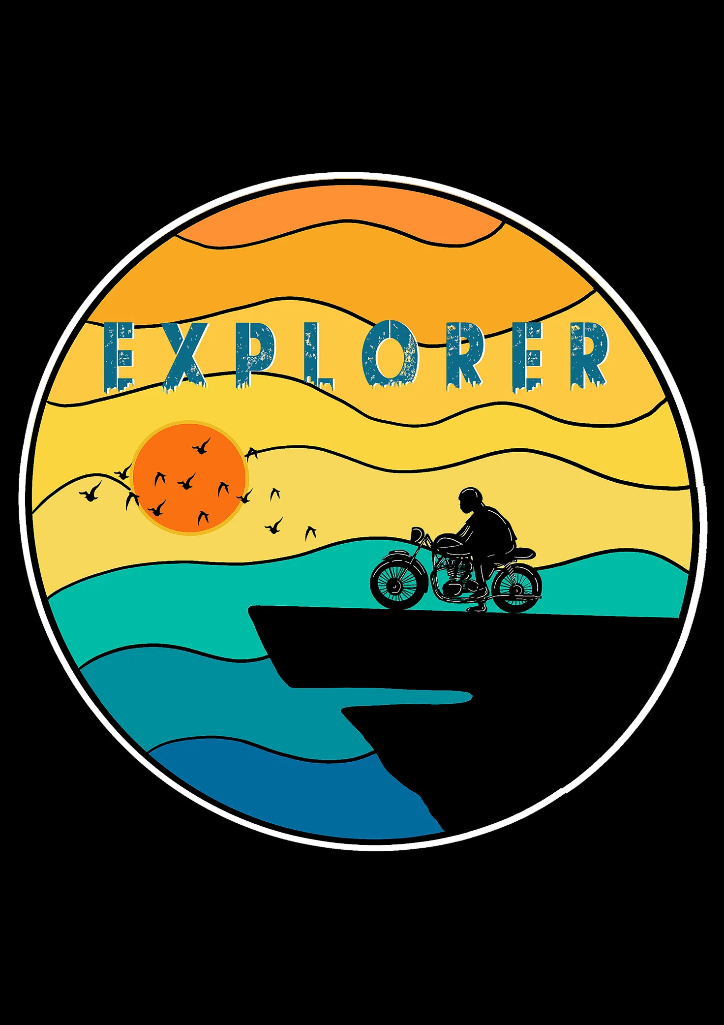 "EXPLORER " HALF-SLEEVE T-SHIRT (BLACK)