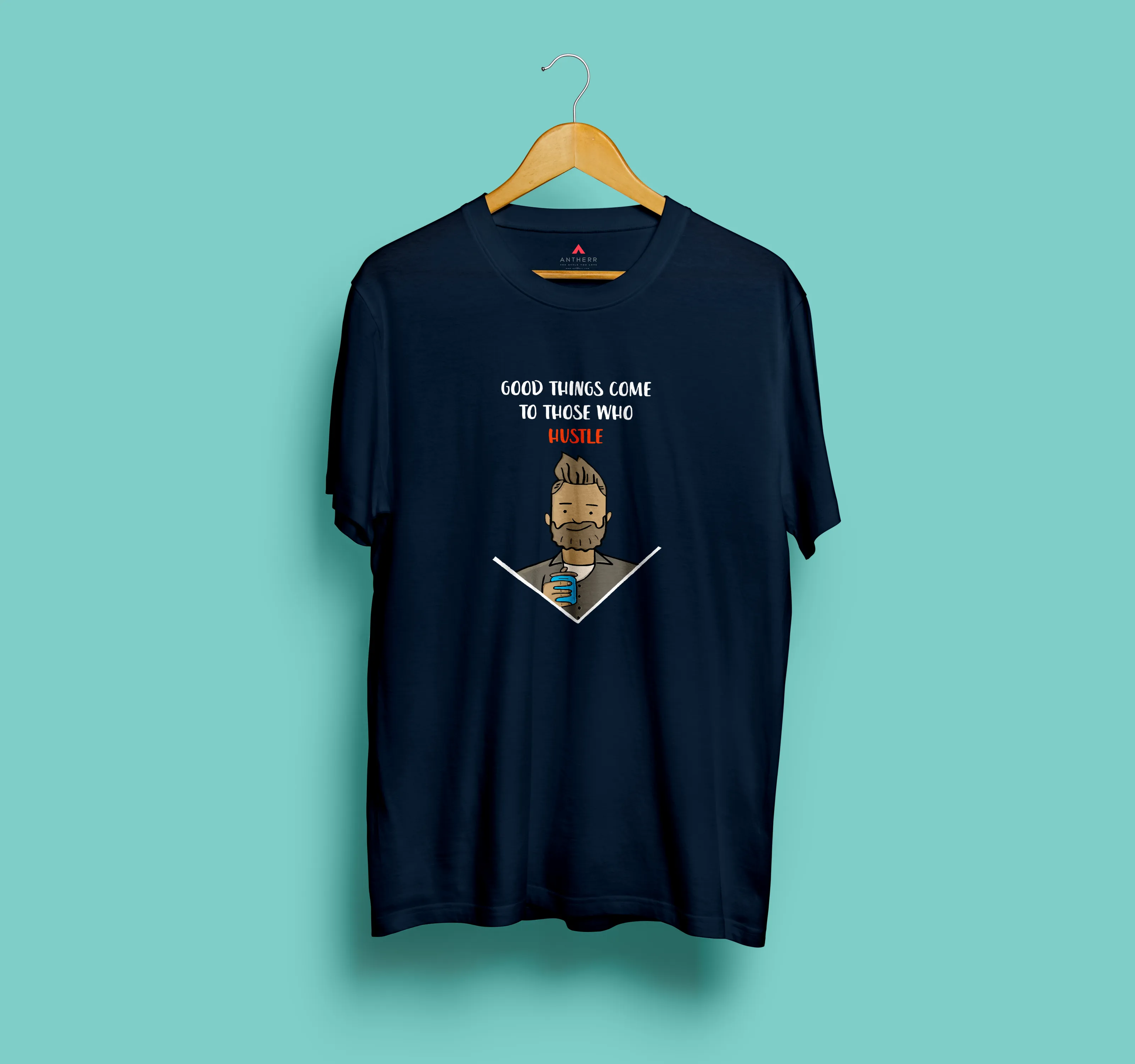 "GOOD THINGS"- HALF-SLEEVE T-SHIRT (NAVY BLUE)