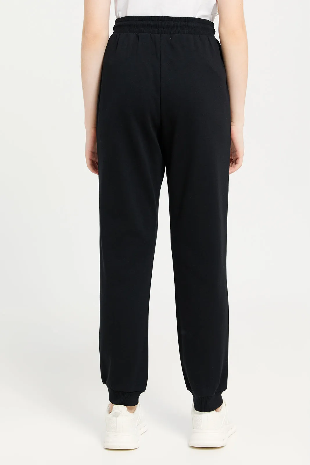 Senior Girls Black Embellished Track Pants