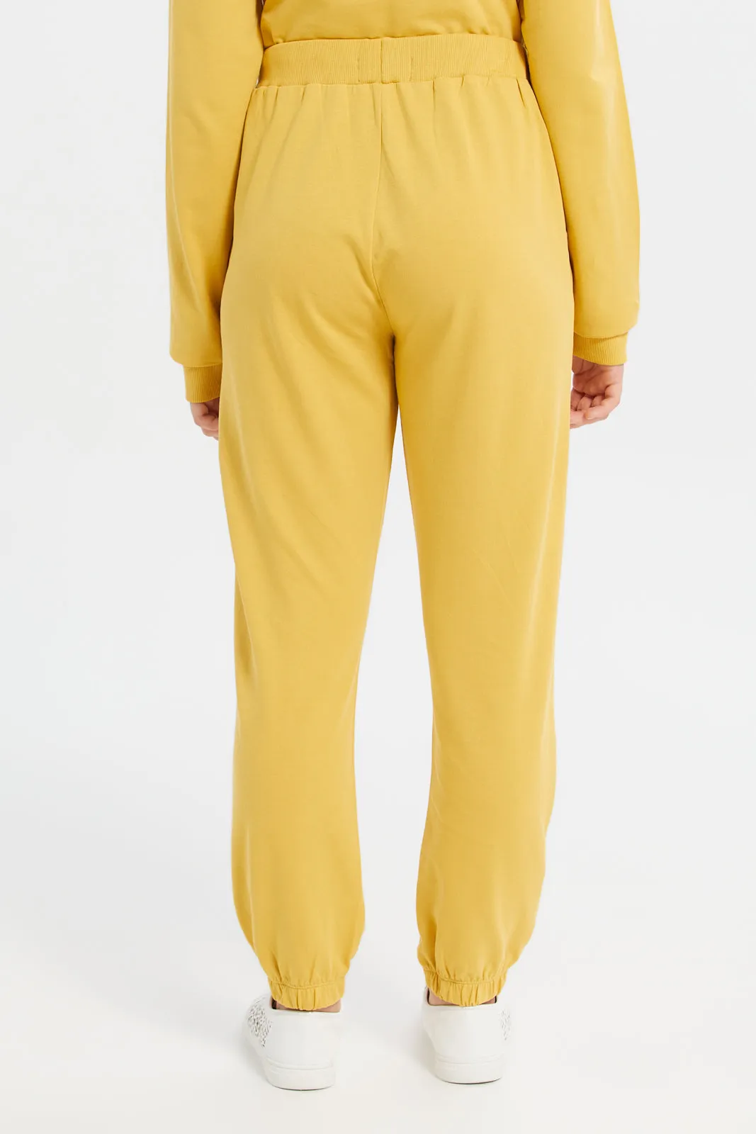 Senior Girls Mustard Printed Track Pants