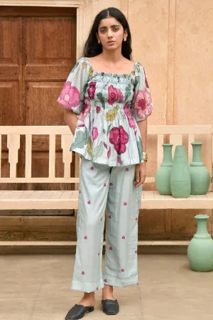 Sky Blue Chanderi Silk Pants