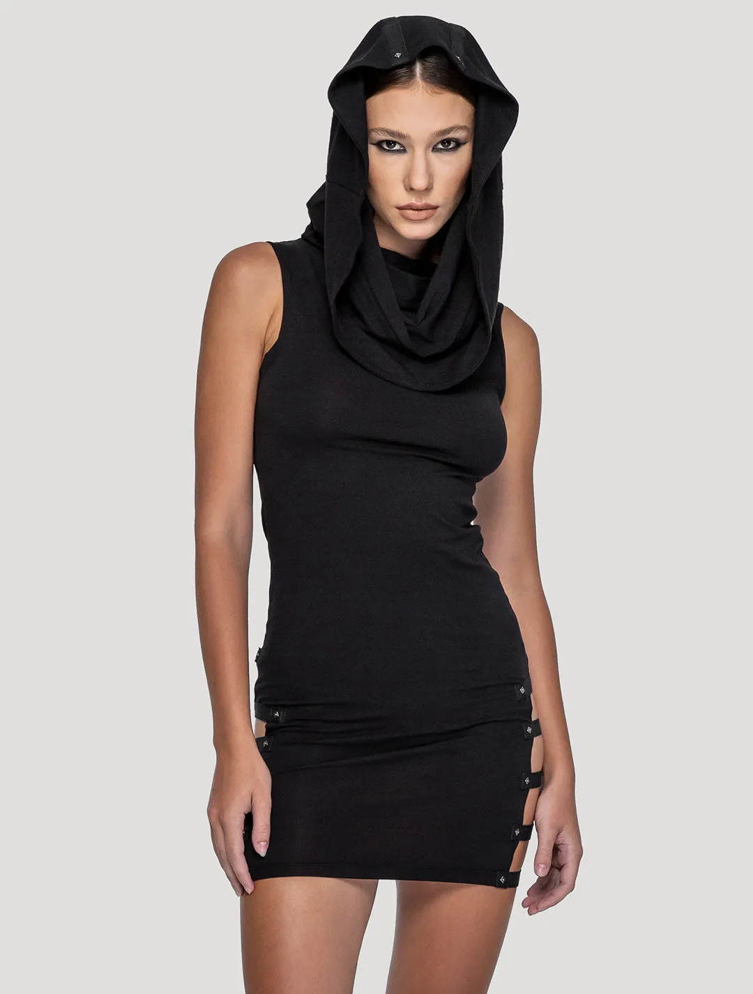 Slashed Hoodie Mini Dress