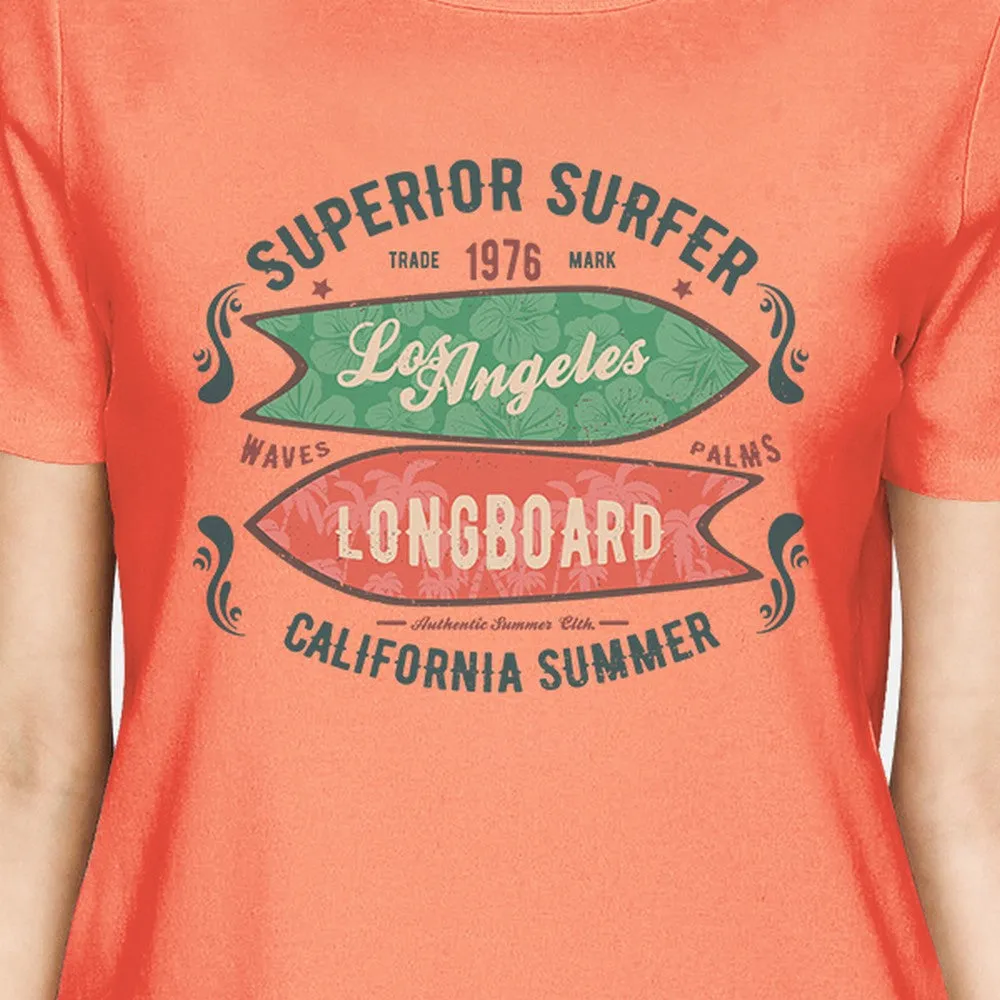 Superior Surfer Los Angeles Longboard Womens Peach Shirt