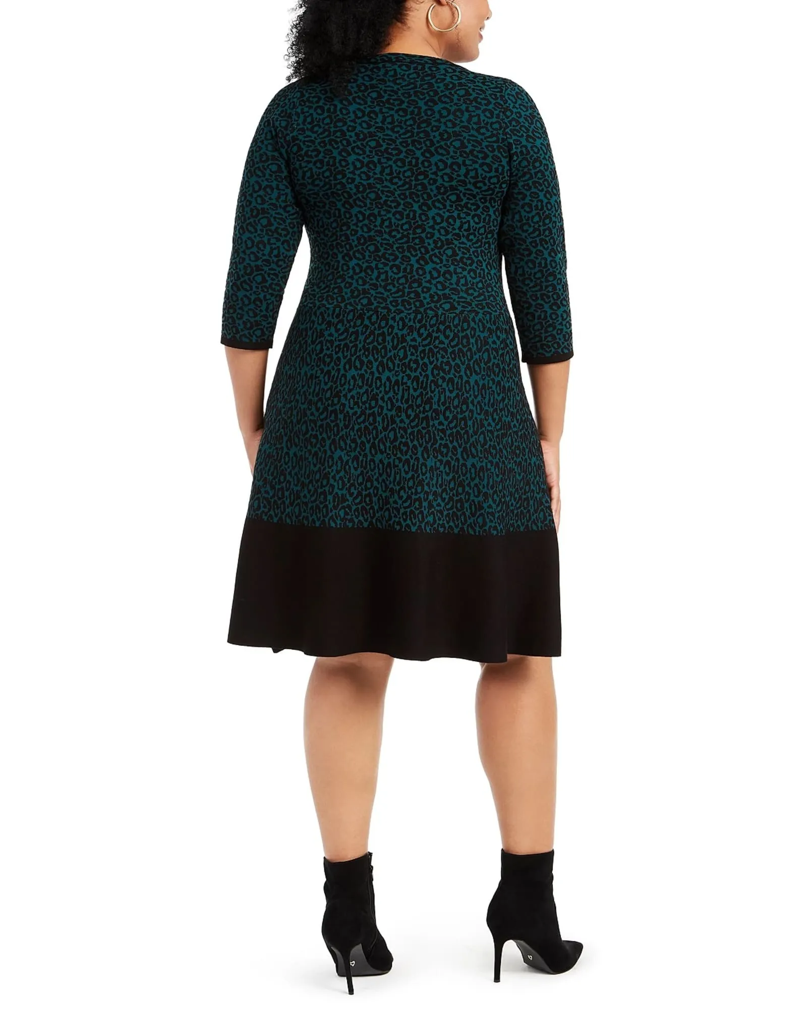 Taylor Women's Plus Size Animal-Print Sweater Dress Green Size Extra Large | Green