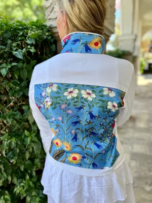 The White Denim Jacket / Periwinkle Garden