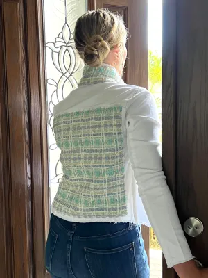 The White Denim Jacket / Tweed Ice Cream Blue