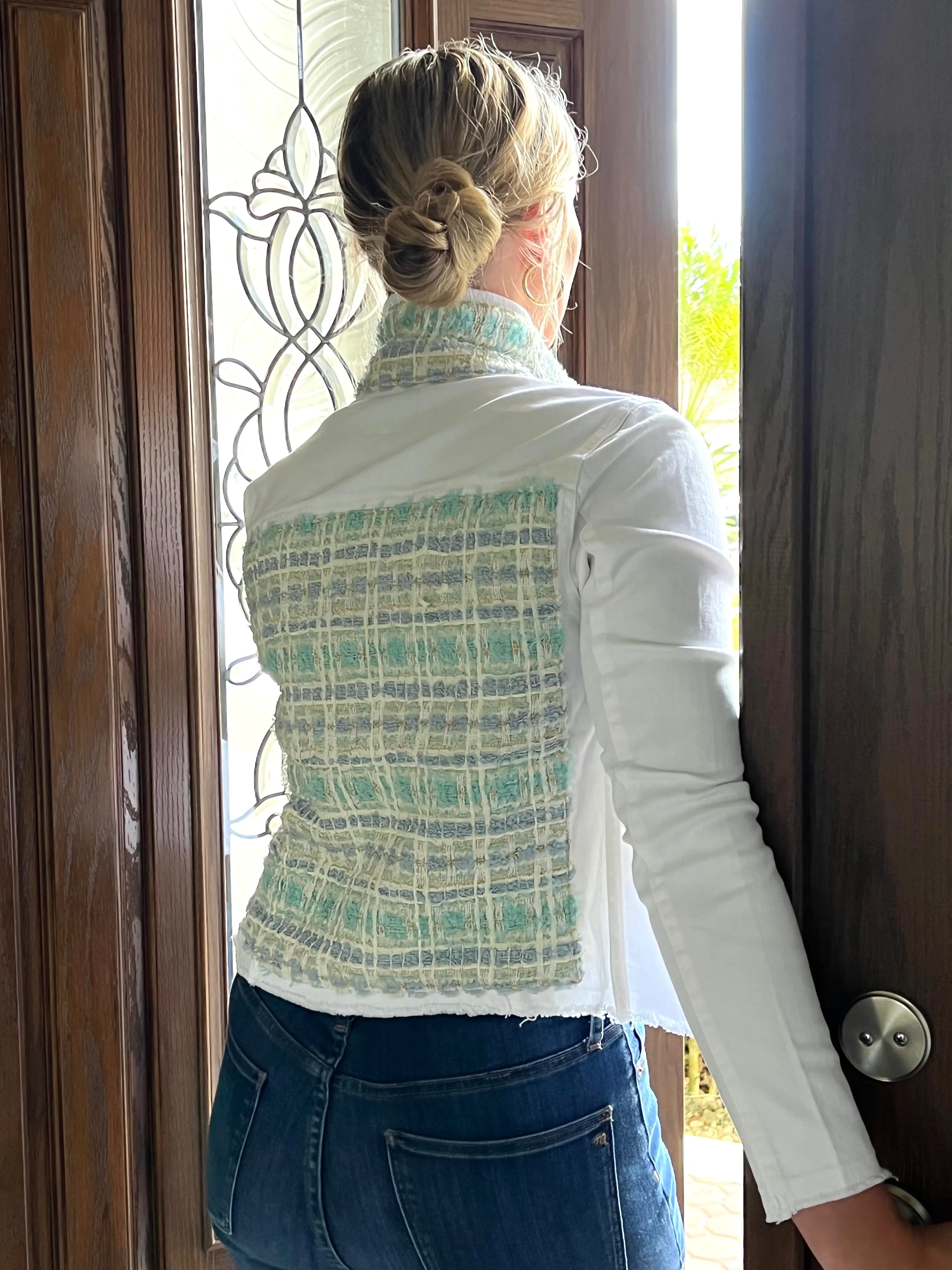 The White Denim Jacket / Tweed Ice Cream Blue