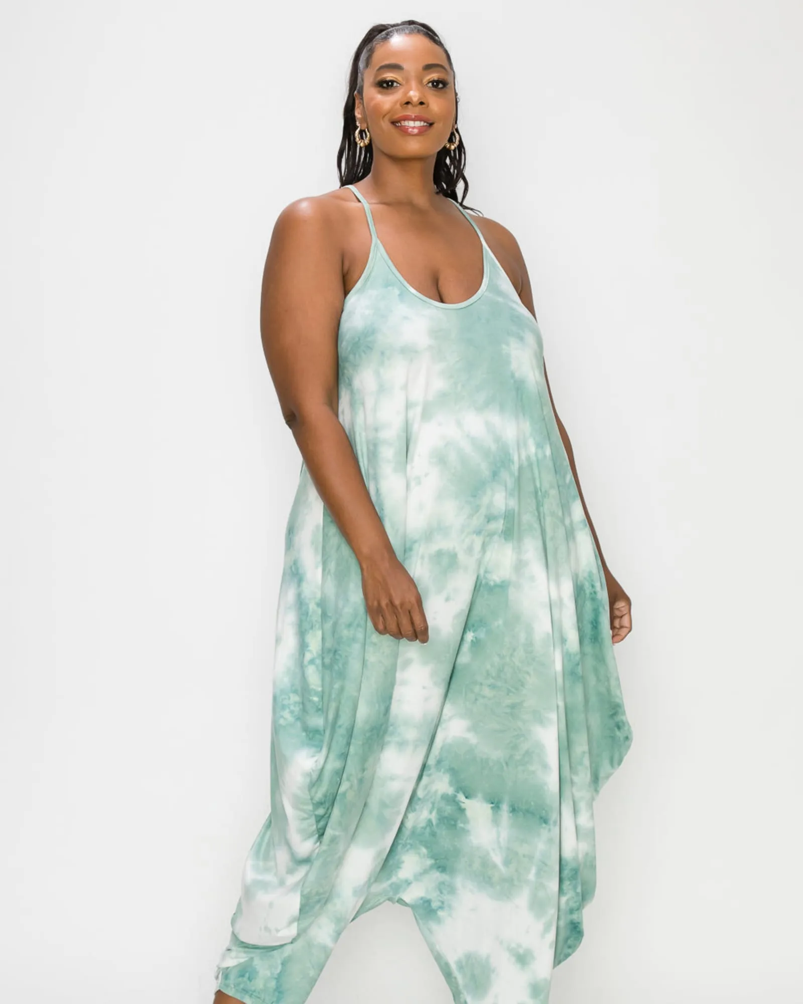 Tie Dye Harem Jumpsuit | Sage New/White TD
