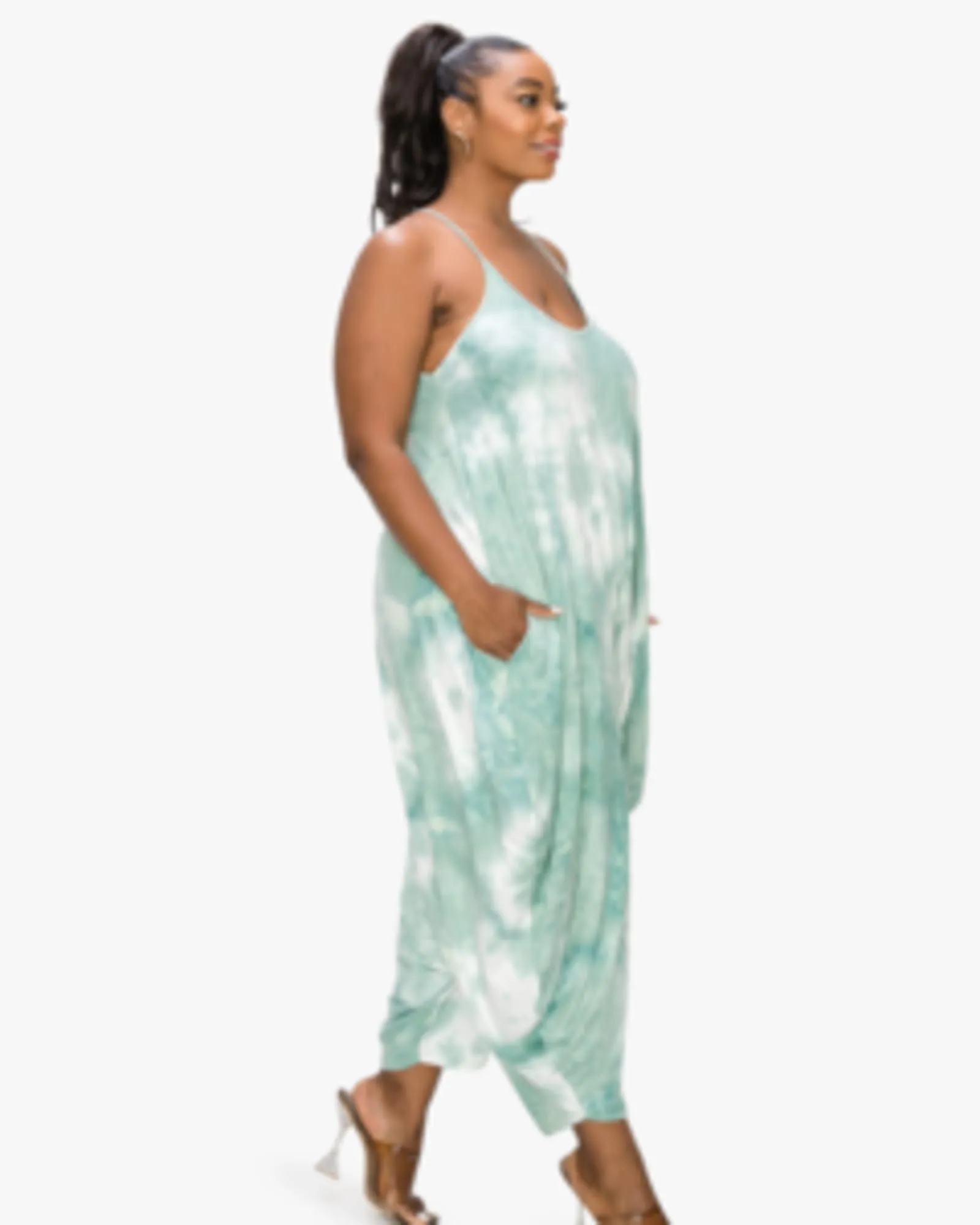 Tie Dye Harem Jumpsuit | Sage New/White TD