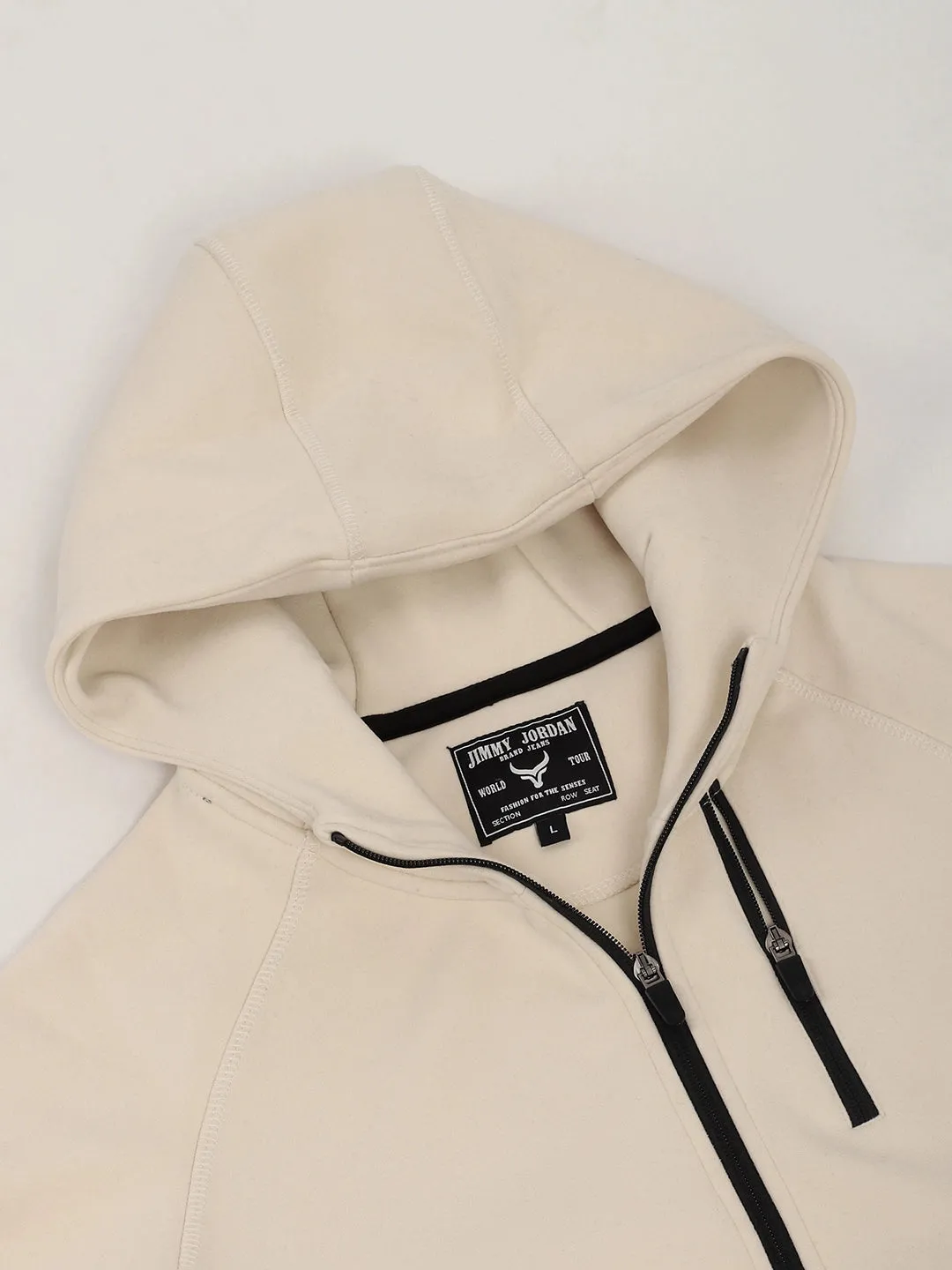 Wayfarer Beige Velvet Zipper Hoodie