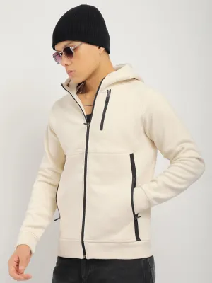 Wayfarer Beige Velvet Zipper Hoodie