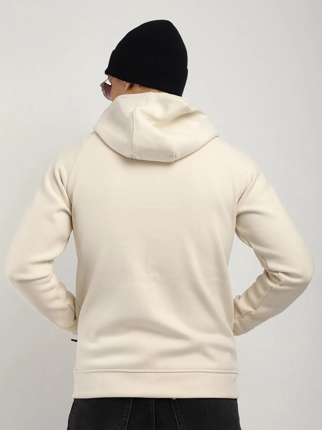 Wayfarer Beige Velvet Zipper Hoodie