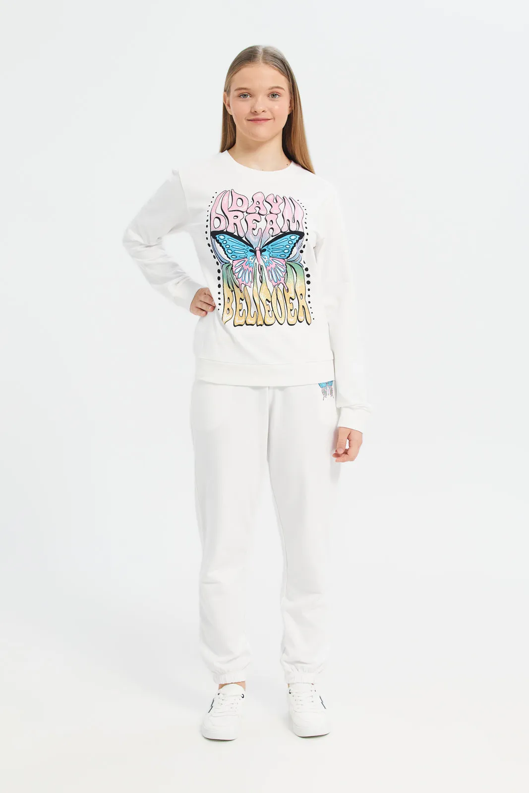White Basic Track Pants