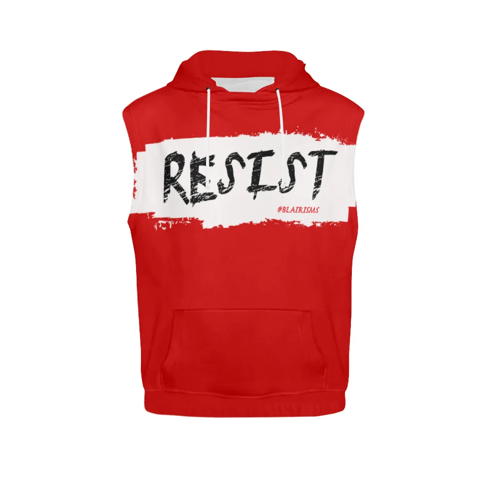 WHITE/BLACK RESIST SLEEVELESS HOODIES