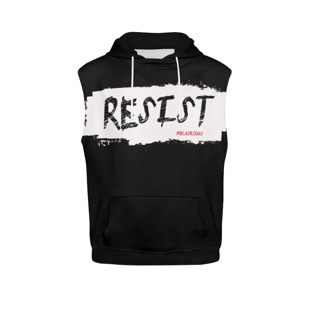 WHITE/BLACK RESIST SLEEVELESS HOODIES