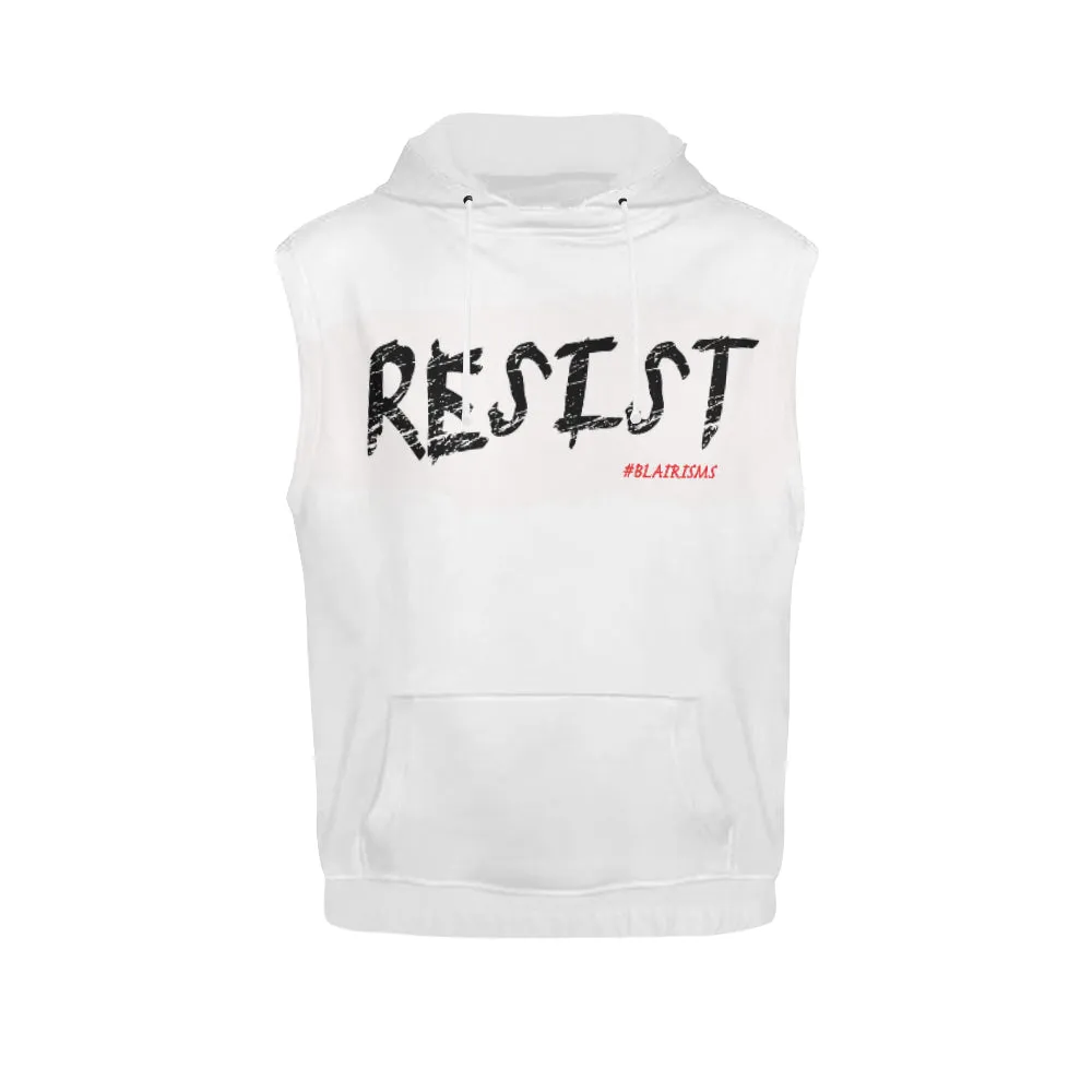 WHITE/BLACK RESIST SLEEVELESS HOODIES