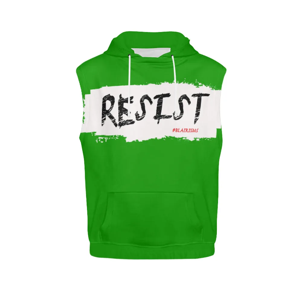 WHITE/BLACK RESIST SLEEVELESS HOODIES