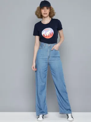 Women's Indigo Baggy Fit High Rise Jeans